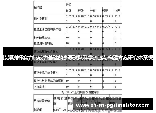 以澳洲杯实力比较为基础的参赛球队科学遴选与构建方案研究体系探